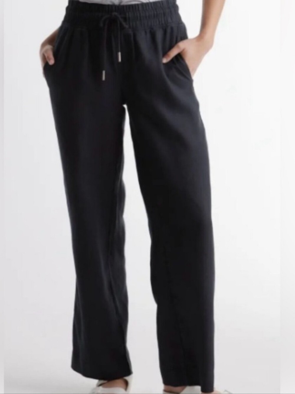 Quince 100% European Linen Wide Leg Pants In Black Size XL